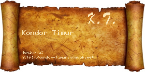 Kondor Timur névjegykártya